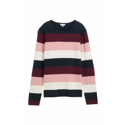 Abbildung von TOM TAILOR Damen 1042952 Pullover, 38580 Big Rose Knit Stripe, XL