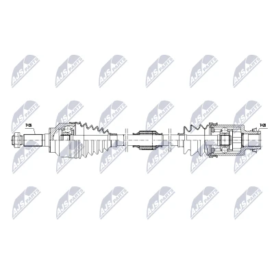 Abbildung von NTY NPW MZ 098 Antriebswelle Vorderachse rechts 599mm Schaltgetriebe MAZDA: 3 Hatchback, Hatchback
