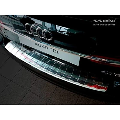 Abbildung von Edelstahl Heckstoßstangenschutz kompatibel mit Audi A6 (C8) Avant 2018 &#039;Ribs&#039; inkl. S Line