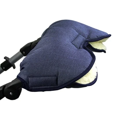 Abbildung von BAMBINIWELT Muff Handwärmer Handschuh für Kinderwagen Buggy mit Lammwolle warme Hände universal MELIERT (marine MELIERT)