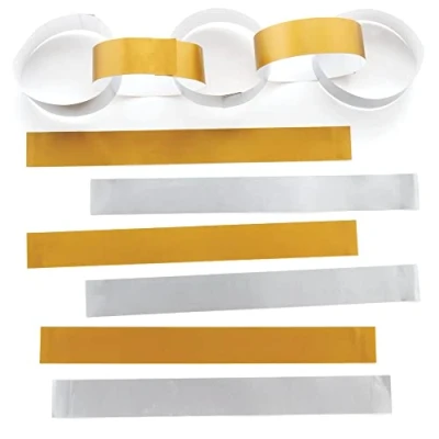 Abbildung von Baker Ross FE979 Gold und Silber metallische Papierketten, 200 Stück, Papierbasteln für Kinder, basteln Sie Ihre eigenen Dekorationen zum Ausstellen, ideal Kunst Bastelprojekte
