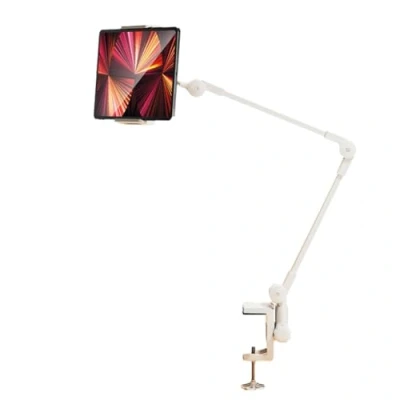 Abbildung von LOLPALONE Lazy Person Halterung Tablet Halter Schreibtisch Ständer Verstellbar Faltbar Arm Weiß