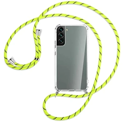 Abbildung von mtb more energy® Handykette kompatibel mit Samsung Galaxy S22 5G (SM S901, 6.1&#039;&#039;) Neon Gelb gestreift Smartphone Hülle zum Umhängen Anti Shock Full TPU Case