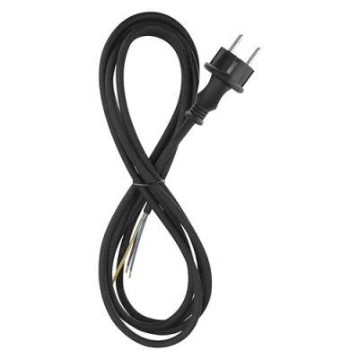 Abbildung von EMOS Gummi Anschlussleitung 3 m, Zuleitungskabel, Anschlusskabel für mittlere mechanische Belastung, Verbindungskabel Schuko, x 1.0 mm2, H05RN F Gummi/Neopren, Schwarz