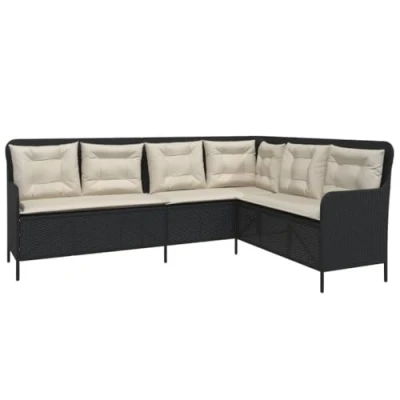 Abbildung von vidaXL Loungesofa Gartensofa in L Form mit Kissen Schwarz Poly Rattan, 1 Teile