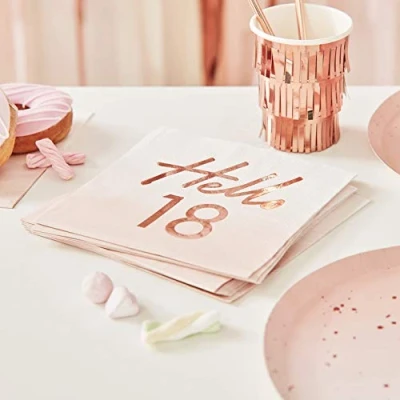Abbildung von Ginger Ray Pink &amp; Rose Gold Foiled Hello 18th 16 Stück, Mittel