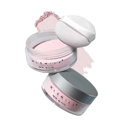 Abbildung von Pink Translucent Setting Powder, Shimmer Powder Waterproof Oil Control Tone up Face Highlighter Makeup Finishing Long Lasting Loose for All Skin Types