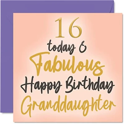 Abbildung von Stuff4 Geburtstagskarte zum 16. Geburtstag für Enkelin 16 Today &amp; Fabulous von Nanny Grandad Oma, 145 mm x schöne Grußkarten Geschenk