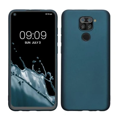 Abbildung von kwmobile Case kompatibel mit Xiaomi Redmi Note 9 Hülle Schutzhülle aus Silikon metallisch schimmernd Handyhülle Metallic Karibikblau