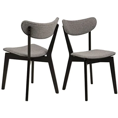 Abbildung von AC Design Furniture Roxanne Esszimmerstühle 2er Set, H: 79,5 x B: 45 T: 55 cm, Grau/Schwarz, Stoff/Gummibaumholz, 2 Stk.