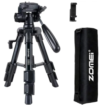 Abbildung von Zomei Mini Stativ für Kamera, Reise Tischstativ mit 3 Wege Schwenk /Neigekopf, 0,6 cm Schnellwechselplatte und Tasche DSLR Kamerastativ, Tragetasche