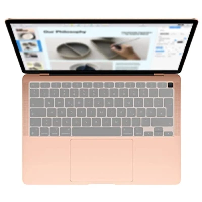 Abbildung von MiNGFi Silikon Tastatur Schutz Abdeckung für MacBook Air 13&quot; Touch ID Modell M1 A2337 A2179 (2020+) EU/ISO Tastaturlayout Transparent