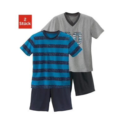 Abbildung von AUTHENTIC LE JOGGER Pyjama, (4 tlg., 2 Stück), mit lässigem Druck und gedruckten Streifen