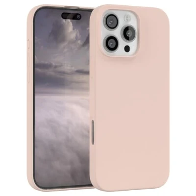 Abbildung von EAZY CASE Premium Silikon Handyhülle kompatibel mit iPhone 16 Pro Max Slimcover Kameraschutz und Innenfutter, Silikonhülle, Schutzhülle, Bumper, Handy Case, Hülle, Softcase, Rosa Braun