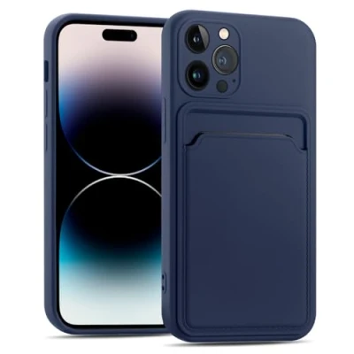 Abbildung von CoolGadget Card Case für iPhone 14 Pro Max, TPU Schutzhülle mit Kartenfach und erhöhtem Kantenschutz, Blau