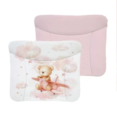 Abbildung von Ceba Baby® weiche Wickelauflage 75x72 cm Doppelseitige Baby Wickelunterlage rosa Wickeltischauflage für Junge und Mädchen Wasserdicht, abwaschbar OEKO TEX Made in EU Teddys Traumflug