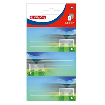 Abbildung von herlitz 50034307 selbstklebende Buchetiketten, Motiv: Fussball, 3 Bogen à Stück