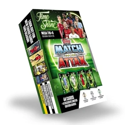 Abbildung von Topps Match Attax 24/25 Mega Tin &#039;Time to Shine&#039; 3 Enthält 44 Karten Plus 4 Exklusive LE&#039;s Erling Haaland, Arda Güler, Mathys Tel und Karim Adeyemi!