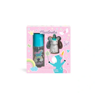 Abbildung von MARTINELIA Einhorn Körperspray &amp; Lippenbalsam Set, Duftende Kinder Beauty Pflegeset für süßlich duftendes cremigen in Figur