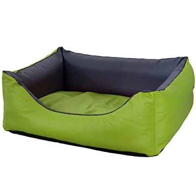 Abbildung von CopcoPet Hundebett Rocco Orthopädisch Grün/Grau 90 x 70 cm Wendebett aus pflegeleichtem Kunstleder Waschbar, bequem &amp; gelenkschonend Mit erhöhtem Rand Für mittelgroße Hunde, formstabil