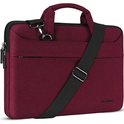 Abbildung von DOMISO 14 Zoll Wasserdicht Laptop Tasche Aktentasche Schultertasche Notebooktasche für 14&quot; Lenovo IdeaPad Yoga 710 ThinkPad A475/Acer Aspire 1 Swift 3/HP Stream Pavilion 14/Asus/Dell,Fuchsie