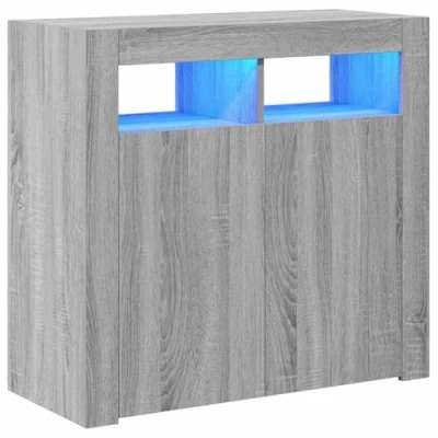 Abbildung von vidaXL Sideboard mit LED Beleuchtung Schrank Anrichte Beistellschrank Kommode Mehrzweckschrank Standschrank Grau Sonoma 80x35x75cm
