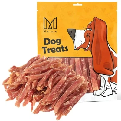 Abbildung von MERSJO Hundeleckerli 92% Hoher Fleischanteil, Keine Zusatzstoffe, Getreide und Zuckerfrei, Leckereien für Hunde zur täglichen Ergänzung, Natürliche Kauhilfe, Weiche Entenstreifen, 500g