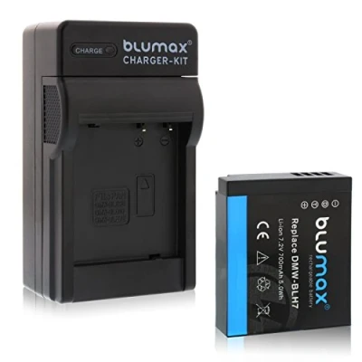 Abbildung von Blumax Akku 700mah 7.2V 5Wh + Ladegerät Netzteil ersetzt Panasonic DMW BLH7 / BLH7E BLH7PP kompatibel mit Lumix DMC GM1 GM5 GF7