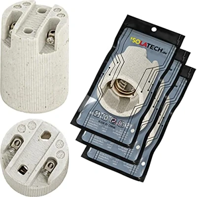 Abbildung von ISOLATECH 3Stk E14 Keramik Lampenfassung LED Energiesparlampen (max.250V/4A) Leuchtmittel Home Küche Kühlschrank Badezimmer Decke Installation Sockel Halterung einbauen hitzebeständig
