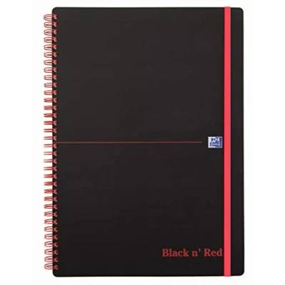 Abbildung von Oxford 400047655 Spiralbuch Black n&#039; Red 5er Pack DIN A5 liniert flexibler Deckel 70 Blatt schwarz rot