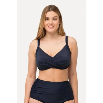 Abbildung von Ulla Popken Drapierung Softcups TRÄGER Verstellbar Bikinitop, Damen, Größe: 50, Marine