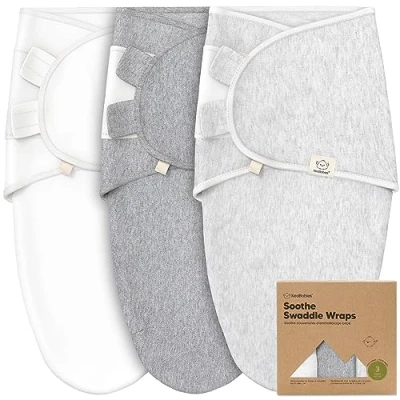 Abbildung von KeaBabies 3 Pack Bio Baby Schlafsack zum Pucken Ergonomische Pucksack 0 6 Monate, Babyschlafsack Neugeborene, Pucktuch Baby, Puck Pucksack, Wickeldecke (Cloud Large)