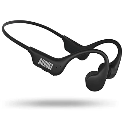 Abbildung von Knochenschall Kopfhörer Bluetooth 5.3 August EP400 Knochenleitungs mit Schutzklasse IP68 (staub u. wasserdicht) 16GB MP3 Speicher Mikrofon Open Ear Laufzeit 10h für Sport Schwarz