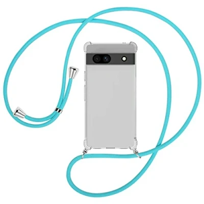 Abbildung von mtb more energy® Handykette kompatibel mit Google Pixel 7a türkis Smartphone Hülle zum Umhängen Anti Shock Full TPU Case