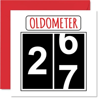 Abbildung von Stuff4 Lustige Karten zum 27. Geburtstag für Männer und Frauen Oldometer Glückwunschkarte Sohn, Tochter, Bruder, Schwester, 145mm Grußkarten, Karte