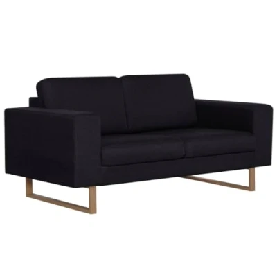 Abbildung von vidaXL Sofa 2 Sitzer mit Rückenkissen Sitzkissen Zweisitzer Loungesofa Polstersofa Lounge Stoffsofa Sitzmöbel Wohnzimmer Stoff Holzrahmen Schwarz