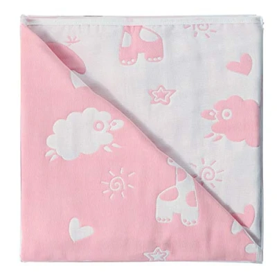 Abbildung von Hayisugar Baby Decke Kuscheldecke, super weich,110x110cm, 100% Baumwolle, 6 lagig, Babydecke, Kinderwagendecke, Einschlagdecke, Kinderdecke,Erstlingsdecke, Pink Tiereparty