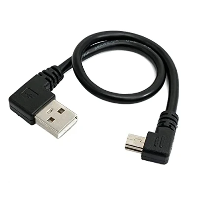 Abbildung von System S USB 2.0 Kabel 25 cm Typ A Stecker zu Mini B Winkel in Schwarz
