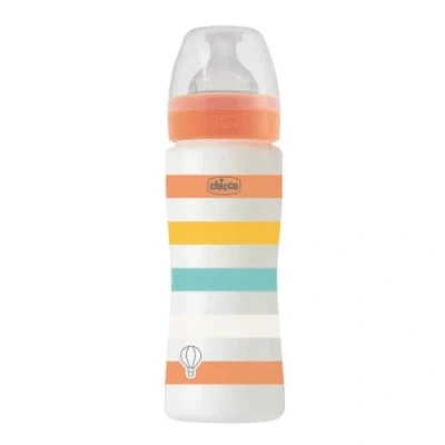 Abbildung von CHICCO BABYFLÄSCHCHEN WELL BEING, 330ML, SCHNELLER FLUSS, 4M+ SILIKON, ORANGE