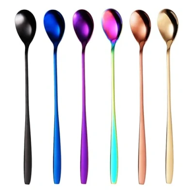 Abbildung von GRÄWE Latte Macchiato Löffel Set, Gold, 6 teilig, 22 cm, Lange Löffel, Cocktaillöffel, Dessertlöffel, Eislöffel, für Eiskaffee, Edelstahl, spülmaschinengeeignet