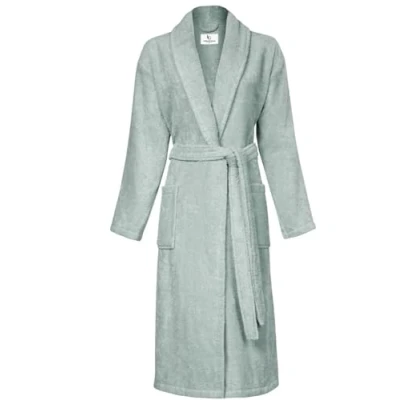 Abbildung von PandaHome Bademantel Damen und Herren aus 100% Baumwolle, Morgenmantel Frottee Kuschel, Saunamantel Warm Kuschelig, Schnelltrocknend Weich Saugstark Bademäntel 400 g/m² (Mintgrün Small)