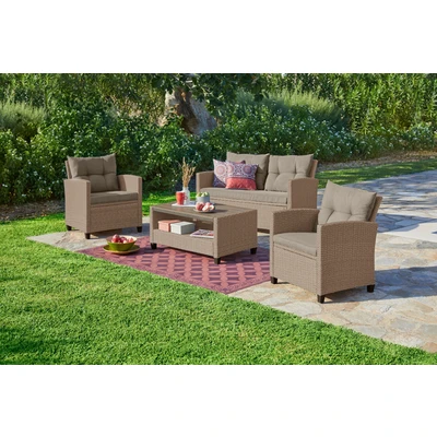 Abbildung von KONIFERA Gartenlounge Set &quot;Lorca&quot;, (Set, 16 tlg., 2x Sessel, 1x2er Sofa, 1x Tisch 90x55x42,5cm, inkl. Auflagen, Stahl), Polyrattan, Ablagefläche unter dem Tisch, Tischplatte aus Nonwood