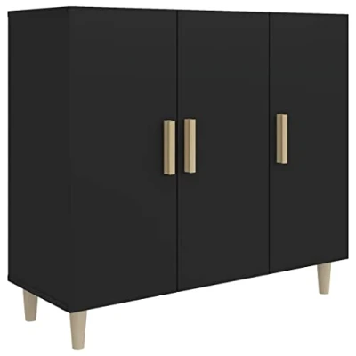 Abbildung von vidaXL Sideboard Kommode Anrichte Schrank Beistellschrank Mehrzweckschrank Standschrank Wohnzimmer Flur Schwarz 90x34x80cm Holzwerkstoff