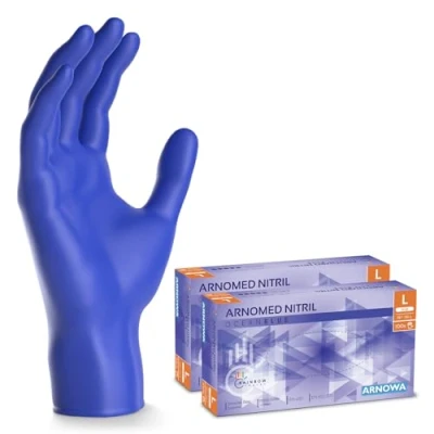 Abbildung von 200 ARNOMED Einweghandschuhe Dunkelblau (2x100 Stk), Einmalhandschuhe L, Nitril Handschuhe Einweg, Nitrilhandschuhe puderfrei, Gummihandschuhe Schutzhandschuhe, S, M, XL