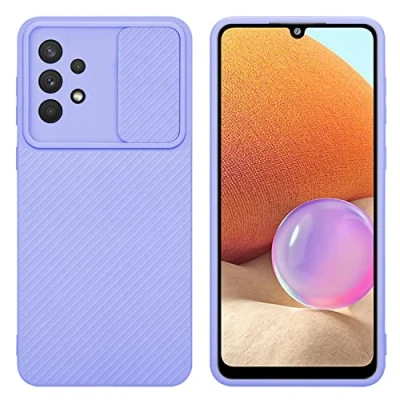 Abbildung von Cadorabo Hülle kompatibel mit Samsung Galaxy A32 4G Schutzhülle TPU Silikon Case Liquid Design Kameraschutz Slim Kratzfest Weiche Gummi Rundumschutz für in Lila
