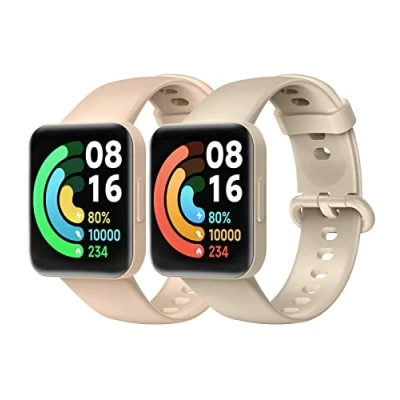Abbildung von MoKo 2 Stück Armband Kompatibel mit Redmi Watch Lite/Xiaomi Poco Watch, Weiches Silikon Ersatzarmband Sportarmband Uhrenarmband für Damen Herren, Hellrosa/Elfenbein