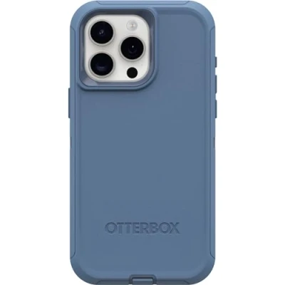 Abbildung von OtterBox Schutzhülle für iPhone 15 Pro Max (nur) Defender Series Babyblaue Jeans (blau), Bildschirmlos, robust und langlebig, mit Portschutz, inklusive Holster Clip Ständer
