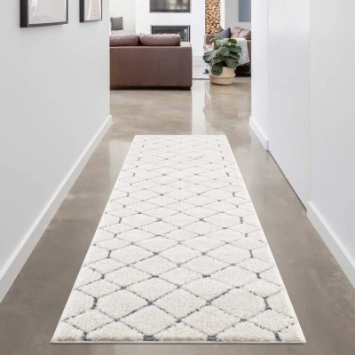 Abbildung von Carpet City Hochflor Läufer &quot;Focus 4499&quot;, rechteckig, besonders weich, Uni Farben, Rauten Optik, 3D Effekt