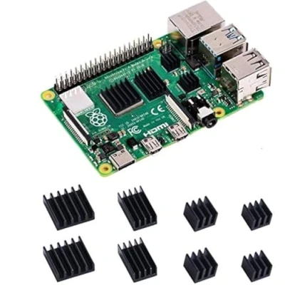 Abbildung von GeeekPi 8 Stück Kühlkörper für Raspberry Pi 4 Model B,Raspberry Aluminium mit wärmeleitendem Klebeband 4B (RPi Board ist Nicht im Lieferumfang enthalten) (2Pack)