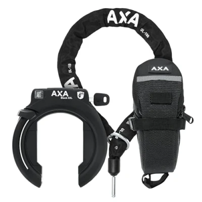 Abbildung von Ringschloss Axa Block XXL Mit ULC100 Einsteckkette Und Satteltasche Schwarz